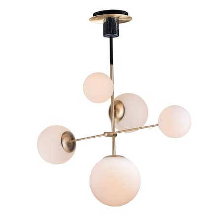 Vesper 5-Light 15 Wide Satin Brass / Black Pendant Light